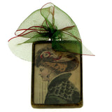 Mi Amore 1 3/4X2 1/2 Two sided Picture-Frame Bronze-Tone & Green