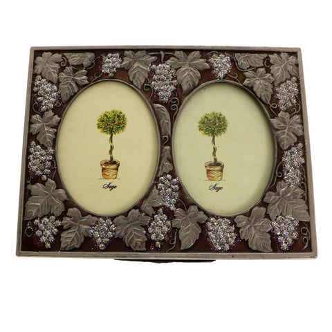 Mi Amore Grape Vines Dual-Photo-Frame Pewter/Brown