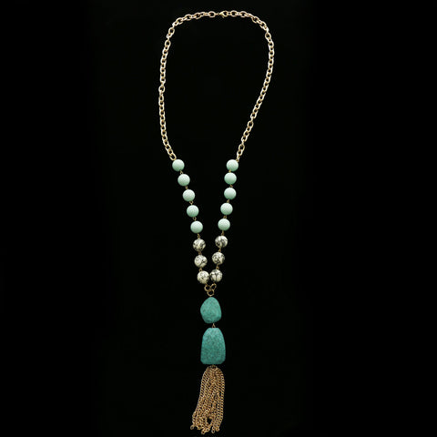 Luxury Semi-Precious Stone Necklace Gold/Blue NWOT
