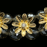 Luxury Crystal Flower Necklace Gold NWOT