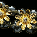 Luxury Crystal Flower Necklace Gold NWOT