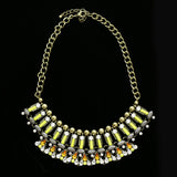 Luxury Crystal Necklace Gold/Green NWOT