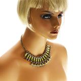 Luxury Crystal Necklace Gold/Green NWOT