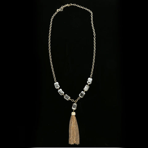 Luxury Crystal Y-Necklace Gold/Gray NWOT
