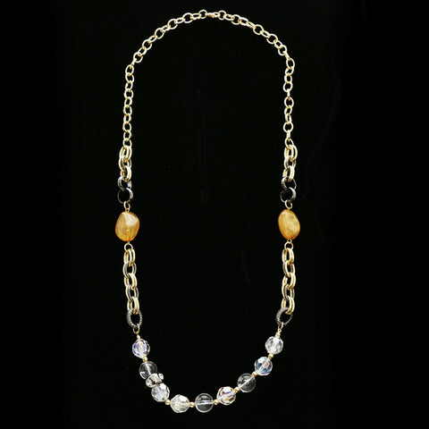 Luxury Crystal Necklace Gold/Brown NWOT