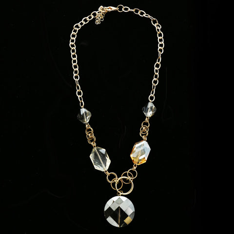 Luxury Faceted Y-Necklace Gold NWOT