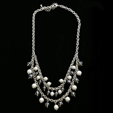 Luxury Faceted Necklace Silver/Gray NWOT