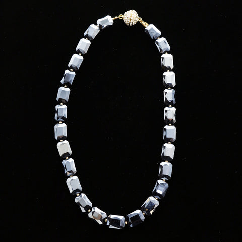 Luxury Crystal Magnetic Clasp Necklace Gold & Dark-Silver NWOT