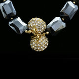 Luxury Crystal Magnetic Clasp Necklace Gold & Dark-Silver NWOT