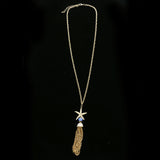 Luxury Crystal Starfish Y-Necklace Gold & Blue NWOT