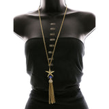 Luxury Crystal Starfish Y-Necklace Gold & Blue NWOT