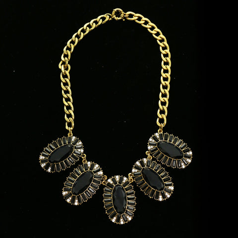 Luxury Crystal Necklace Gold/Black NWOT