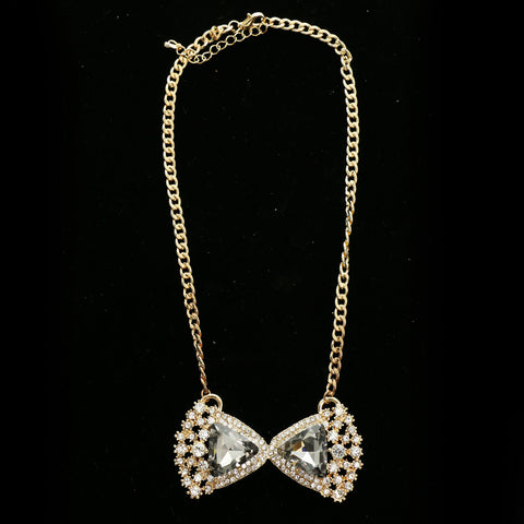 Luxury Crystal Necklace Gold/Gray NWOT