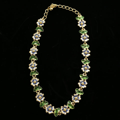 Luxury Flower Necklace Gold/Green NWOT
