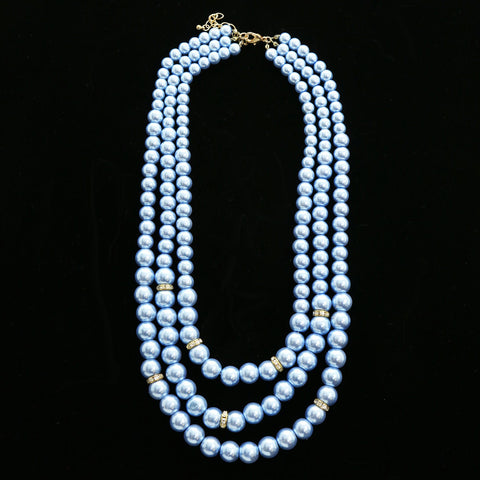 Luxury Crystal Necklace Gold/Blue NWOT
