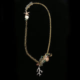 Luxury Crystal Starfish,Shell,Coral Necklace Gold & Pink NWOT