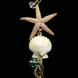 Luxury Crystal Starfish,Shell,Coral Necklace Gold & Pink NWOT