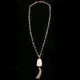 Luxury Semi-Precious Y-Necklace Gold/White NWOT