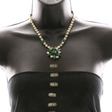 Luxury Crystal Necklace Gold/Green NWOT