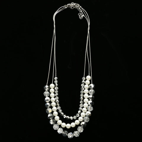 Luxury Pearl Necklace Silver/White NWOT