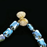 Luxury Crystal Magnetic Clasp Necklace Gold & Blue NWOT