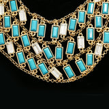 Luxury Crystal Necklace Gold/Blue NWOT