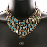 Luxury Crystal Necklace Gold/Blue NWOT