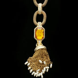 Luxury Crystal Pendant-Necklace Gold/Orange NWOT