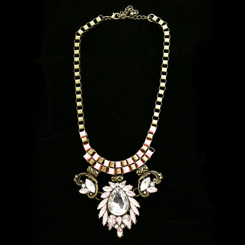Luxury Crystal Necklace Gold/Pink NWOT