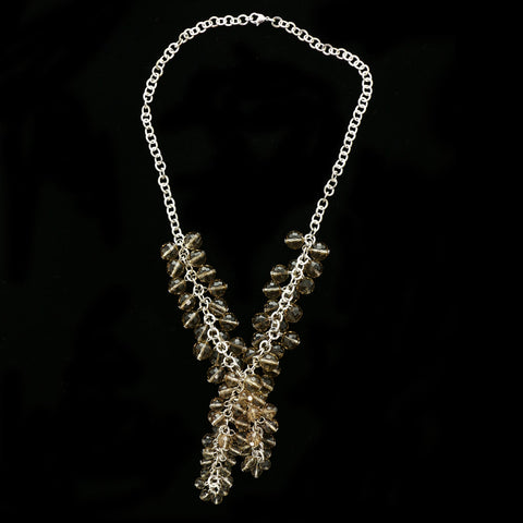 Luxury Faceted Necklace Silver/Gray NWOT