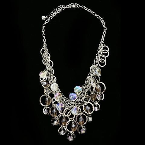 Luxury Faceted Necklace Silver/Clear NWOT