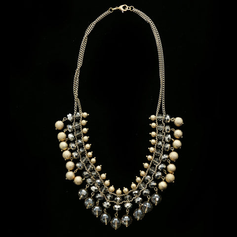Luxury Crystal Necklace Gold/Dark-Silver NWOT