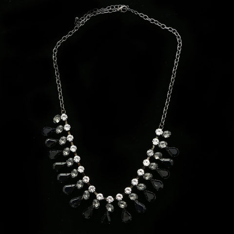 Luxury Crystal Necklace Gunmetal/Black NWOT