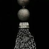 Luxury Crystal Y-Necklace Gunmetal/Dark-Silver NWOT