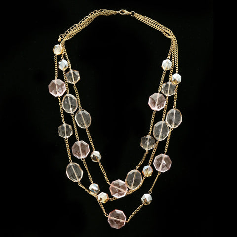 Luxury Crystal Necklace Gold/Pink NWOT