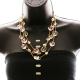 Luxury Crystal Necklace Gold/Pink NWOT