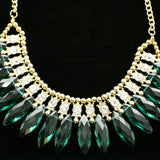 Luxury Crystal Necklace Gold/Green NWOT