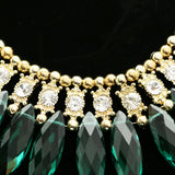 Luxury Crystal Necklace Gold/Green NWOT
