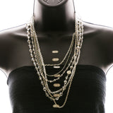 Luxury Crystal Faceted Necklace Silver & Gray NWOT