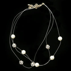 Luxury Pearl Crystal Necklace Gold & White NWOT