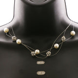 Luxury Pearl Crystal Necklace Gold & White NWOT