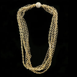 Luxury Crystal Magnetic Clasp Necklace Gold NWOT