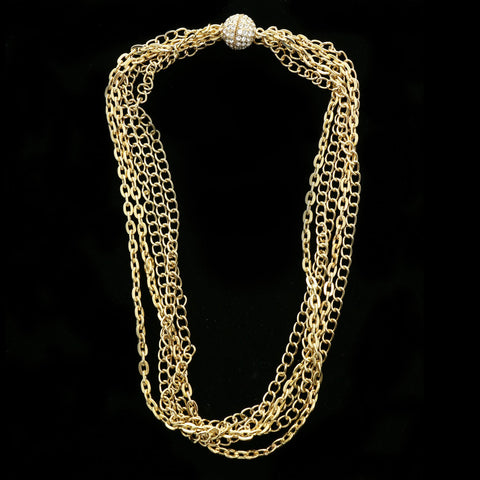 Luxury Crystal Magnetic Clasp Necklace Gold NWOT