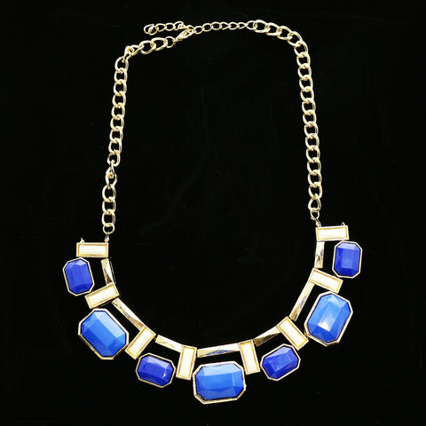 Luxury Faceted Necklace Gold/Blue NWOT