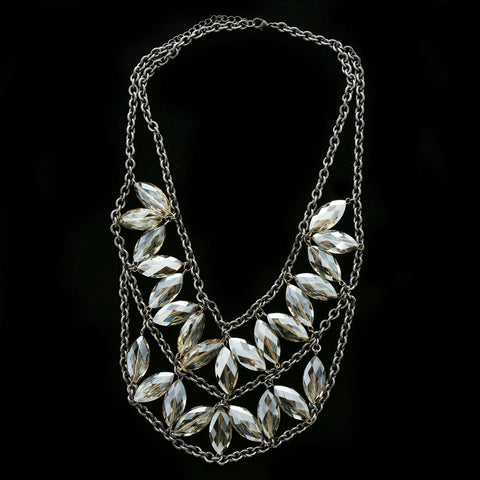 Luxury Crystal Necklace Gunmetal NWOT