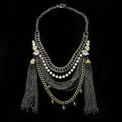 Luxury Crystal Necklace Gunmetal/Gray NWOT