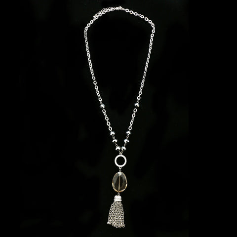 Luxury Crystal Necklace Silver/Dark-Silver NWOT
