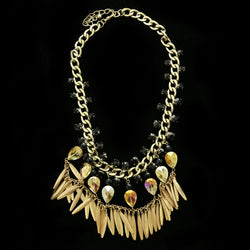 Luxury Crystal Necklace Gold/Black NWOT