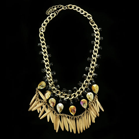 Luxury Crystal Necklace Gold/Black NWOT
