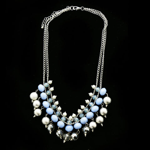 Luxury Crystal Necklace Silver/Blue NWOT